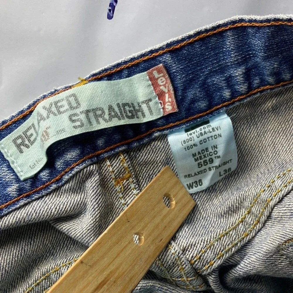 Levi's‎ 559 Relaxed Straight Jeans Mens 36x36 Light Wash Blue Denim Classic Fit